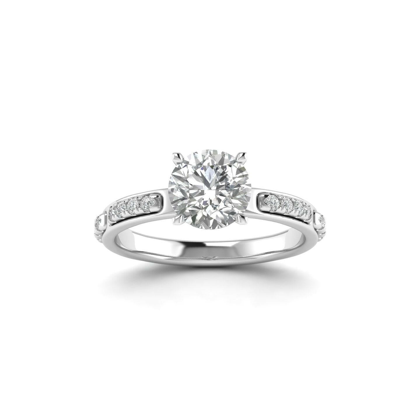 White Gold Studded 1.24 Carat Lab Grown Diamond Ring-F Color VS2 Clarity.